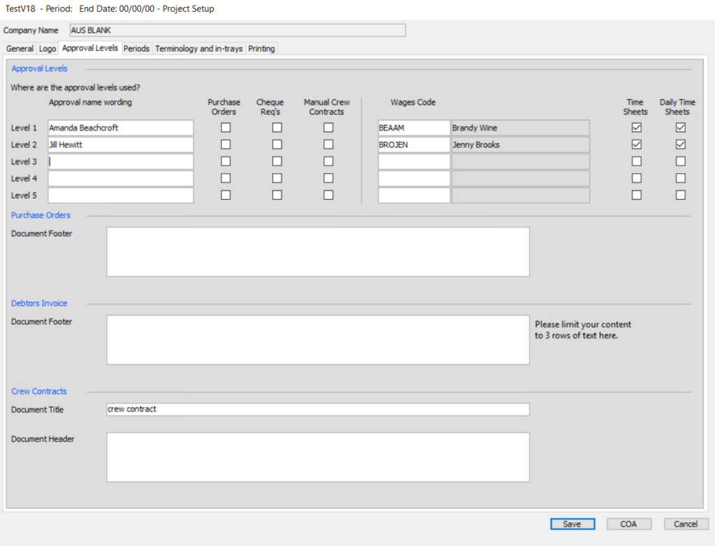 ‘Menus’ – ‘Setup’ – ‘Project Setup’ – mydaEs Online Manual